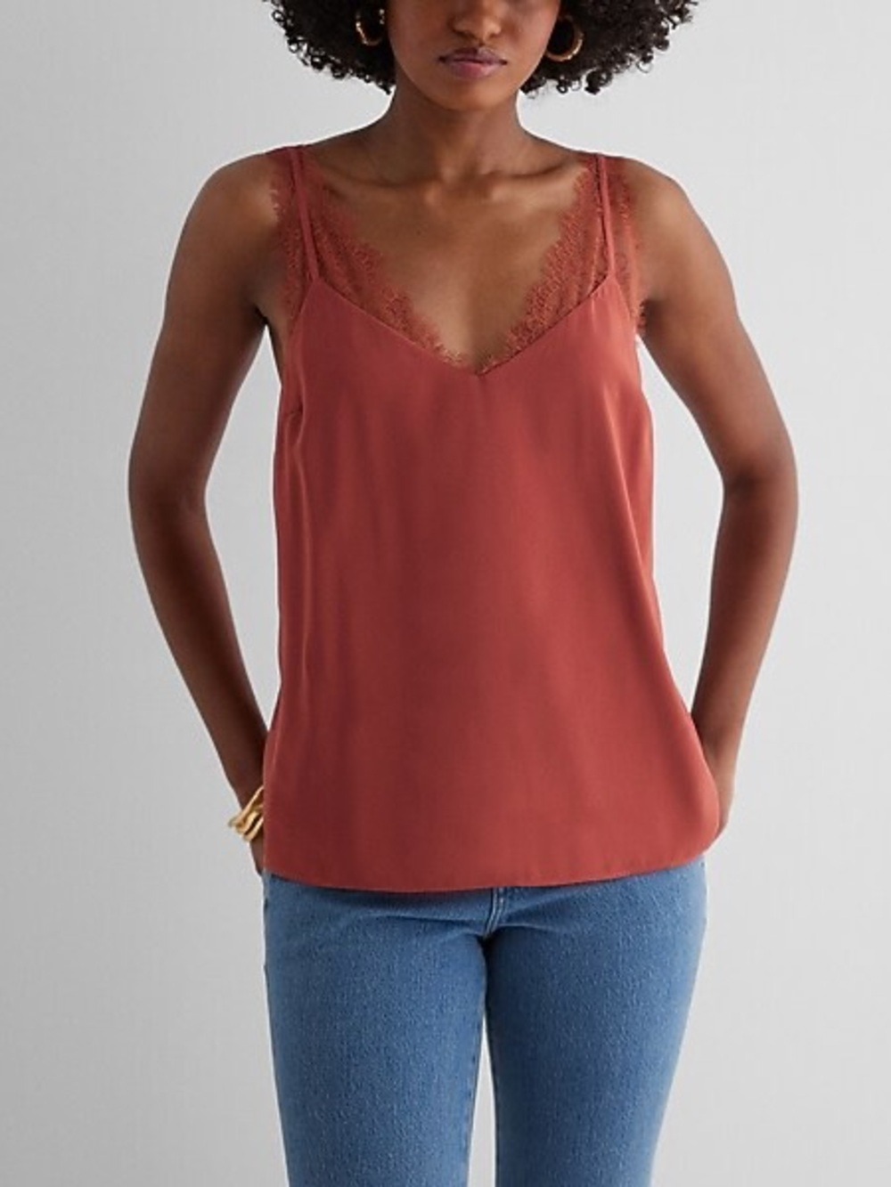 Satin Lace Strap V-Neck Downtown Cami
